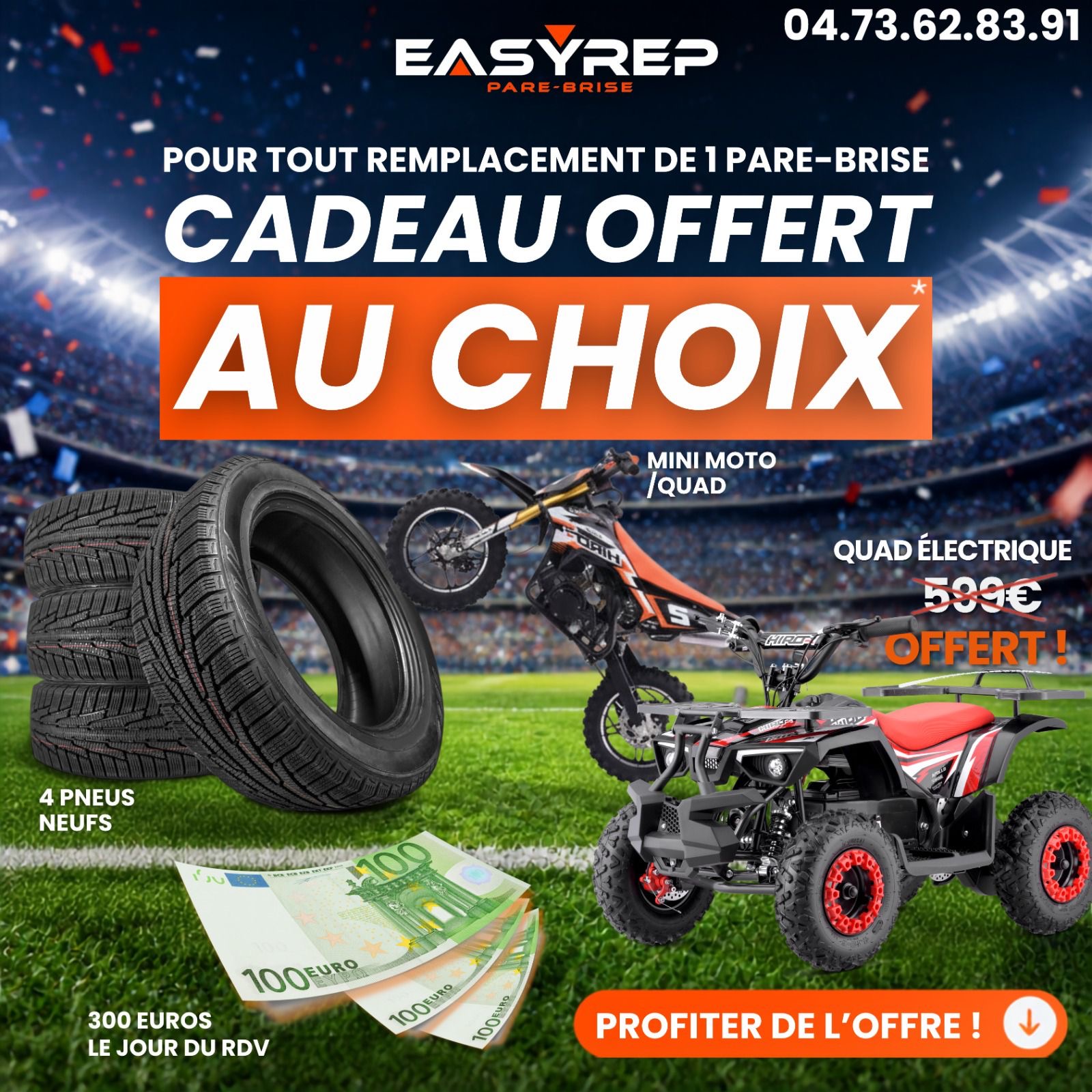 Pare-brise endommagé nécessitant réparation